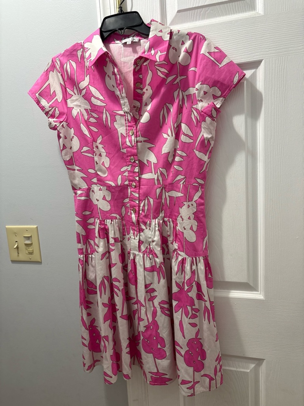 PATTY KIM Colette Cotton Dress In Pink Dahlia Size Small